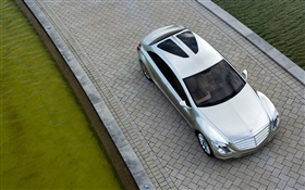 Prata Mercedes-Benz superior do carro vista HD Papéis de Parede