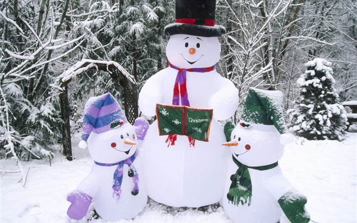 Boneco de neve, neve, inverno, Natal Papéis de Parede, imagem