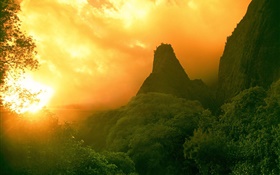 Do sol, montanhas, verde HD Papéis de Parede