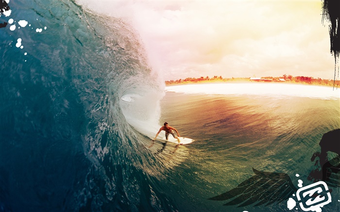 Surf, mar, sol, design criativo Papéis de Parede, imagem