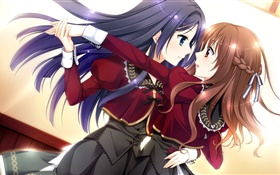 Duas meninas do anime dançar HD Papéis de Parede