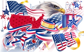 Dia da Independência dos Estados Unidos, com temática de férias imagens, desenho vetorial HD Papéis de Parede