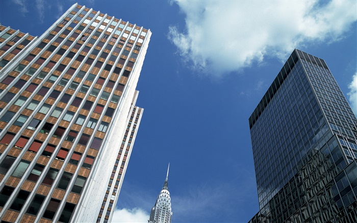 EUA, New York City, edifícios, vista de cima, nuvens Papéis de Parede, imagem