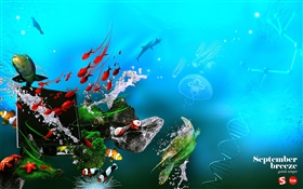 , Mar, peixes, monitor, DNA, design criativo Underwater