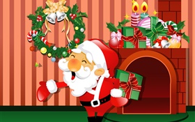 Vector imagens, Natal, Santa, presentes, velas HD Papéis de Parede