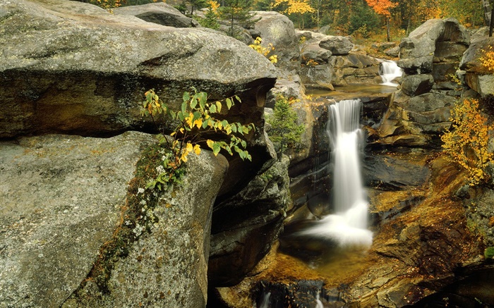 Cachoeira, rochas, outono Papéis de Parede, imagem