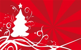 Árvore de Natal branco, fundo vermelho, vetor