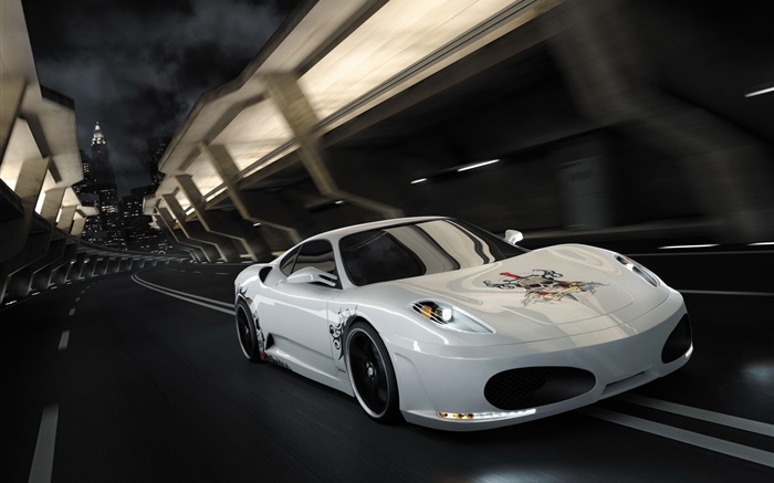 Branco Ferrari F430 velocidade supercar Papéis de Parede, imagem