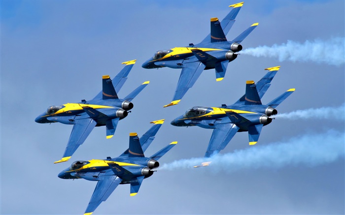 Anjos azuis de vôo de aeronaves no céu Papéis de Parede, imagem