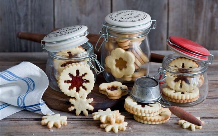 Cookies, frascos, sobremesa Papéis de Parede, imagem