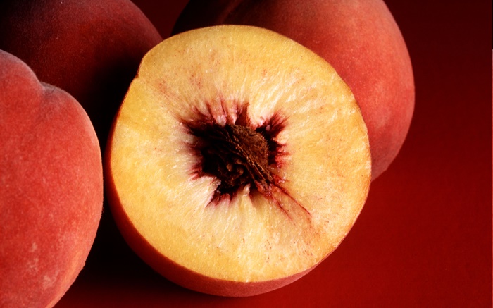 Fruit close-up, pêssegos vermelhos Papéis de Parede, imagem