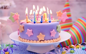 Feliz aniversario, bolo, decoração, doces, velas HD Papéis de Parede