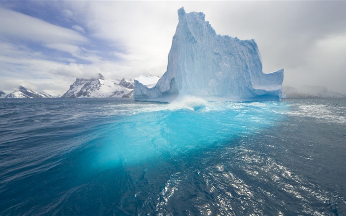 Iceberg, mar azul, geada, água Papéis de Parede, imagem