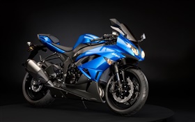Kawasaki Ninja ZX-6R motocicleta, azul e preto