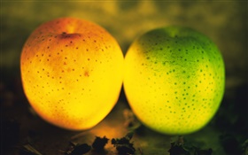 frutas luz, maçãs verdes e alaranjados HD Papéis de Parede