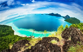Malásia, Bohey Dulang Island, trópicos mar, costa, praia