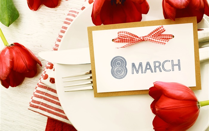 8 de março, Dia da Mulher, tulipas vermelhas Papéis de Parede, imagem