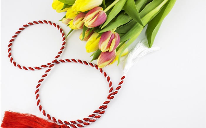 08 de março, Dia da Mulher, tulipas, fita Papéis de Parede, imagem