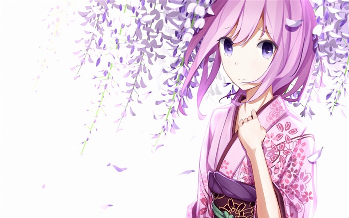 Megurine Luka, menina quimono, anime, flores Papéis de Parede, imagem