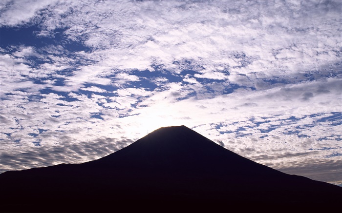 Monte Fuji, Japão, silhueta, nuvens, crepúsculo Papéis de Parede, imagem