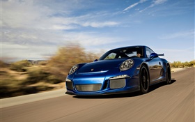 Porsche 911 GT3 velocidade azul supercar HD Papéis de Parede