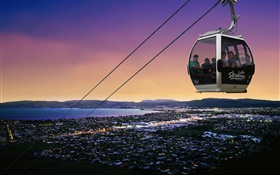 Queenstown, Nova Zelândia, teleférico, crepúsculo, mar HD Papéis de Parede