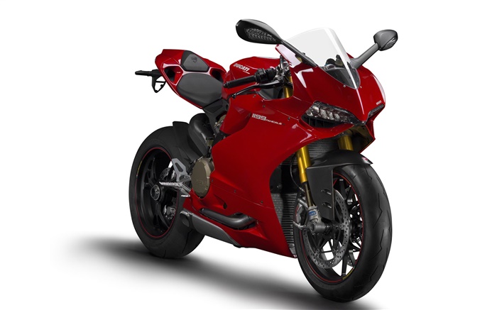 Red Ducati 1199 Panigale S vista motocicleta frente Papéis de Parede, imagem