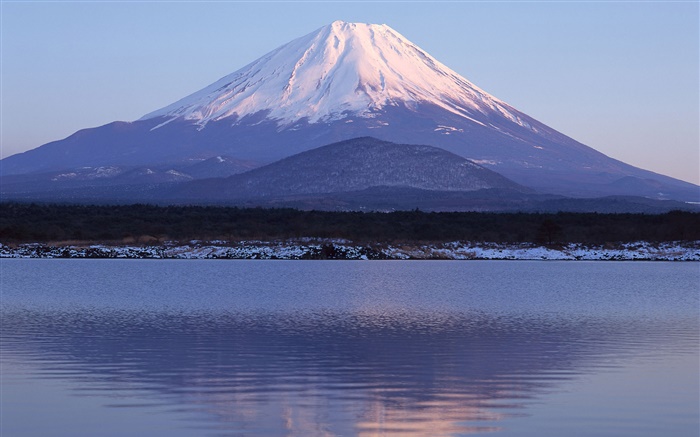 Mar, reflexão da água, o Monte Fuji, Japão Papéis de Parede, imagem