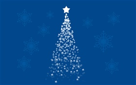 árvore de Natal das estrelas, fundo azul, art imagens HD Papéis de Parede