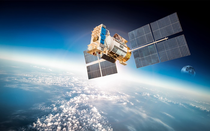 satélite artificial, a órbita do planeta terra, espaço Papéis de Parede, imagem