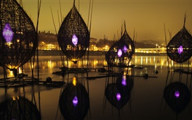 Festival de luzes, rio, França, Lyon HD Papéis de Parede