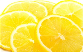 Frutas close-up, cítricas, fatia limões, amarelo