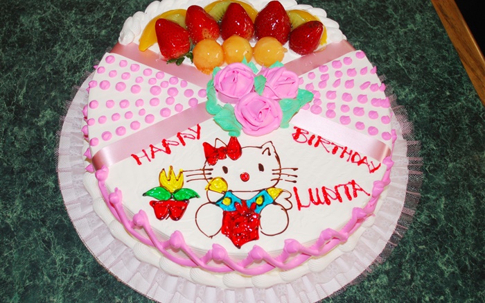 Feliz bolo de aniversário, aumentou, gatinho Papéis de Parede, imagem