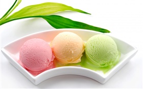 bolas de sorvete, colorido, verde rosa laranja