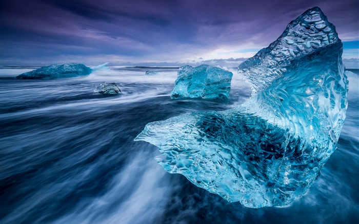 Islândia, iceberg, mar, gelo Papéis de Parede, imagem