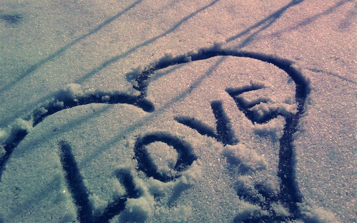 Amor corações na neve Papéis de Parede, imagem