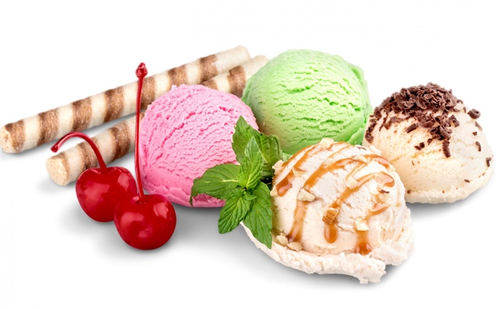 Verão doce alimentos, bolas de sorvete Papéis de Parede, imagem