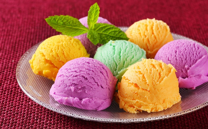 alimentos doces, bolas de sorvete, sobremesa, colorido cores Papéis de Parede, imagem