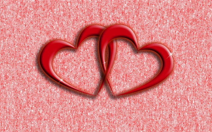 Dois corações vermelhos do amor, fundo abstrato Papéis de Parede, imagem