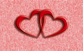 Dois corações vermelhos do amor, fundo abstrato HD Papéis de Parede