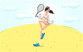 Menina do vetor que joga o tênis HD Papéis de Parede
