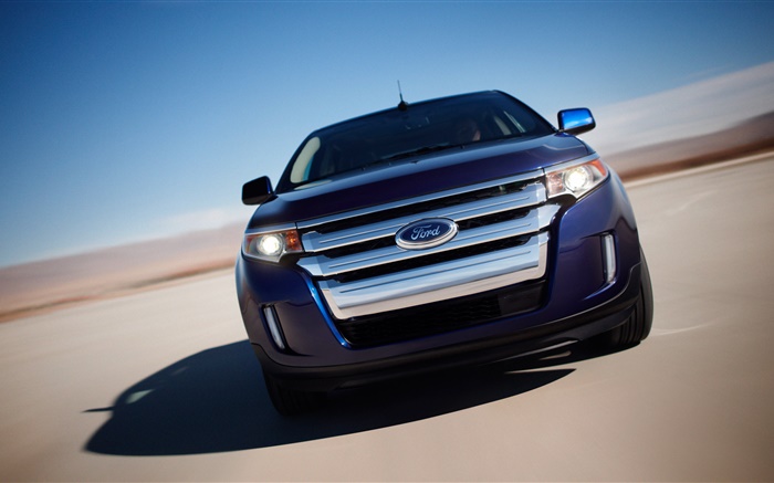 2011 Ford vista frontal do carro azul Papéis de Parede, imagem