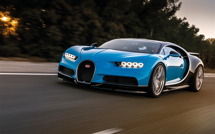 Bugatti Chiron velocidade supercar azul Papéis de Parede, imagem