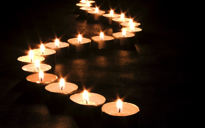linha de velas, fogo, noite Papéis de Parede, imagem