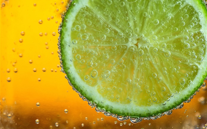 Fatia do citrino limão, bolhas, macro fotografia Papéis de Parede, imagem