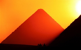 Egipto, Giza, pirâmides, pôr do sol