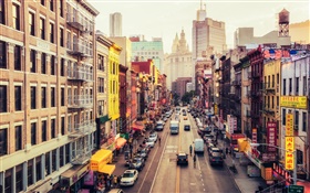 Manhattan, Estados Unidos, Nova Iorque, East Broadway, Chinatown, rua, carros HD Papéis de Parede