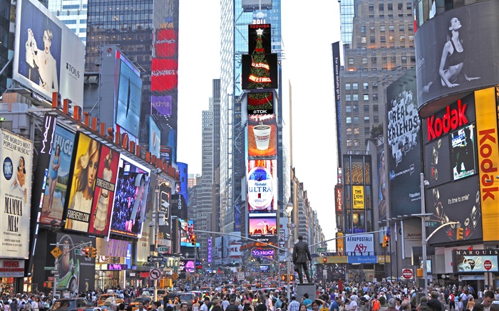 Nova Iorque, Times Square, arranha-céus, rua, as pessoas Papéis de Parede, imagem