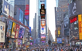 Nova Iorque, Times Square, arranha-céus, rua, as pessoas