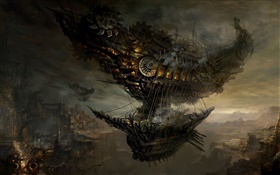 Steampunk, navio voador, imagens de arte HD Papéis de Parede
